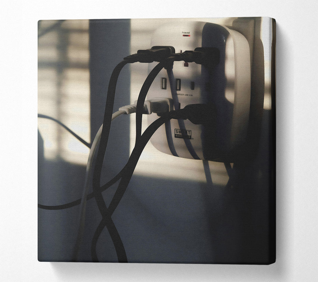  A Canvas Print of White Wall Tangled Wires Canvas Print