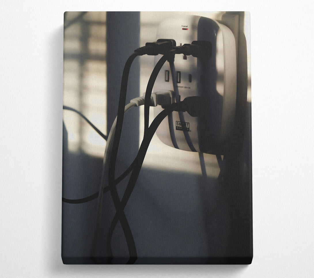  A Canvas Print of White Wall Tangled Wires Canvas Print