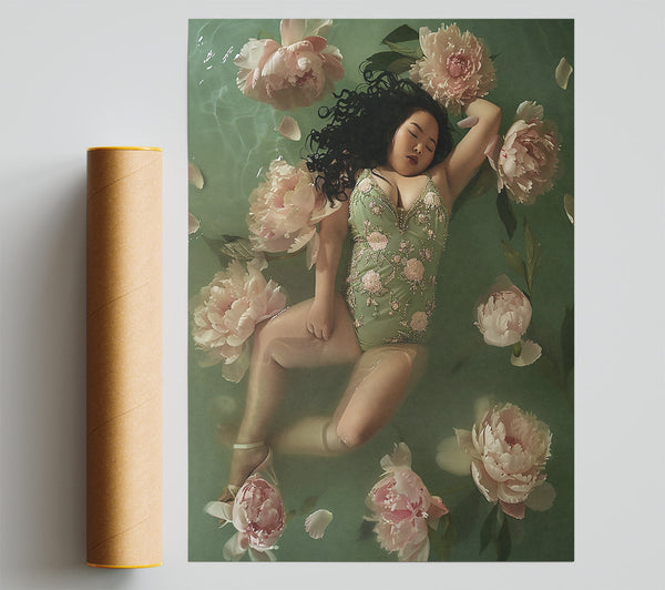 Emerald Flower Bath Poster