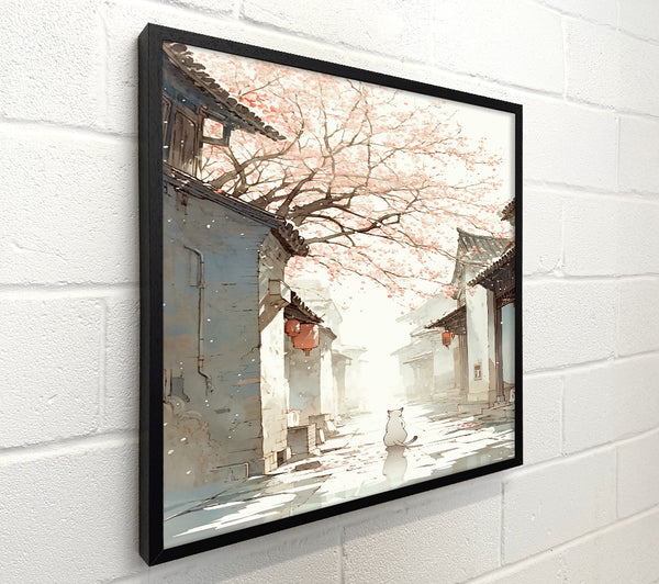 White Cat In Pink Alley
