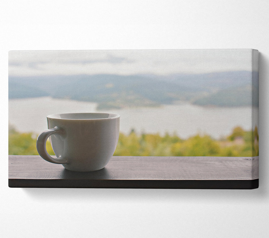  A Canvas Print of White Mug And View Canvas Wall Art