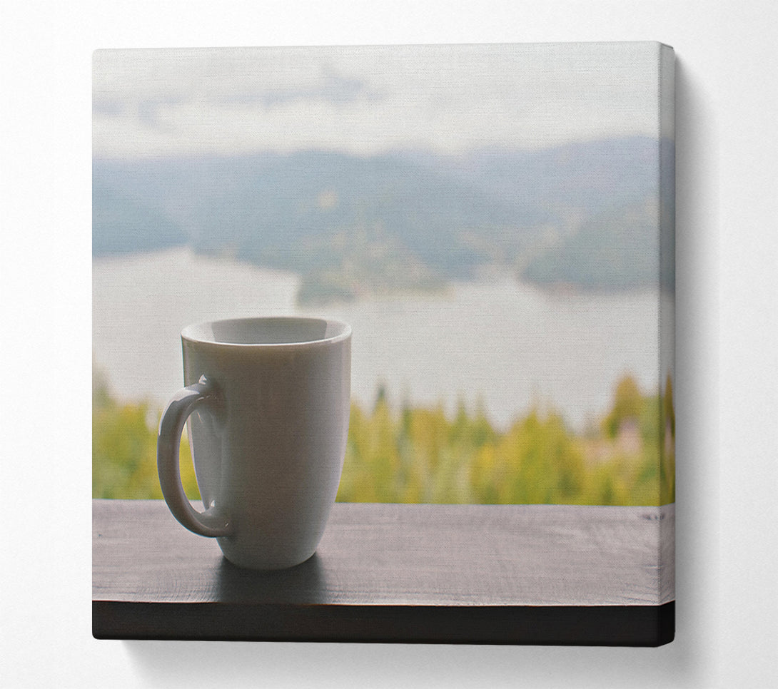  A Canvas Print of White Mug And View Canvas Wall Art