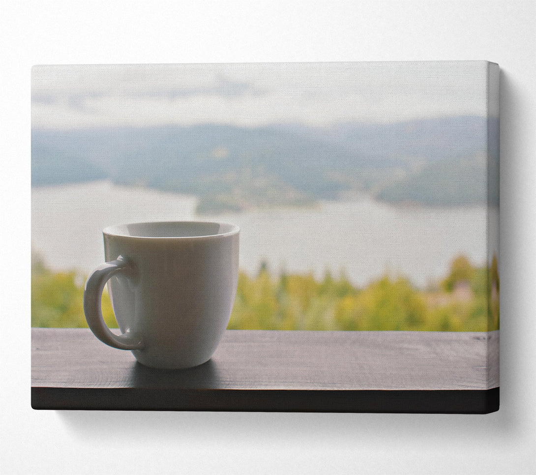  A Canvas Print of White Mug And View Canvas Wall Art