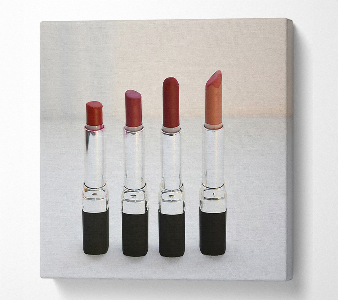  A Canvas Print of Burgundy Lipstick Lineup Canvas Print