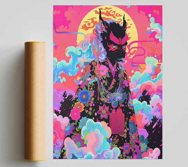 Pink Demon In Clouds Poster