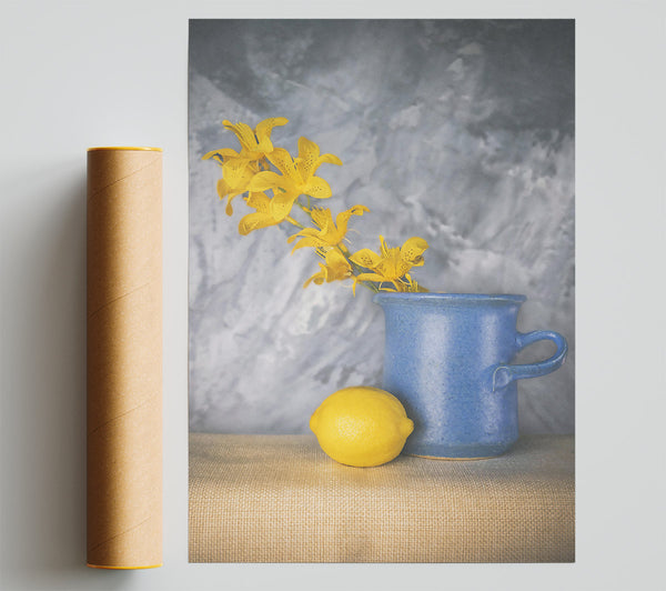 Blue Vase Yellow Flowers Giclee Print