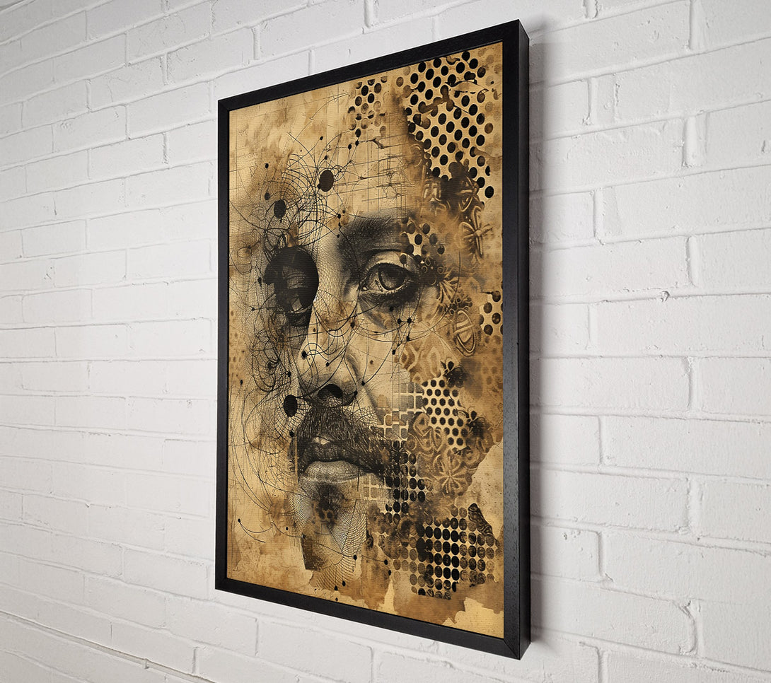  A Canvas Print of Sepia Web Of Lines Canvas Wall Art