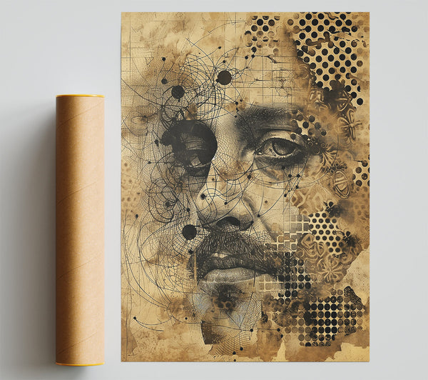 Sepia Web Of Lines Giclee Print