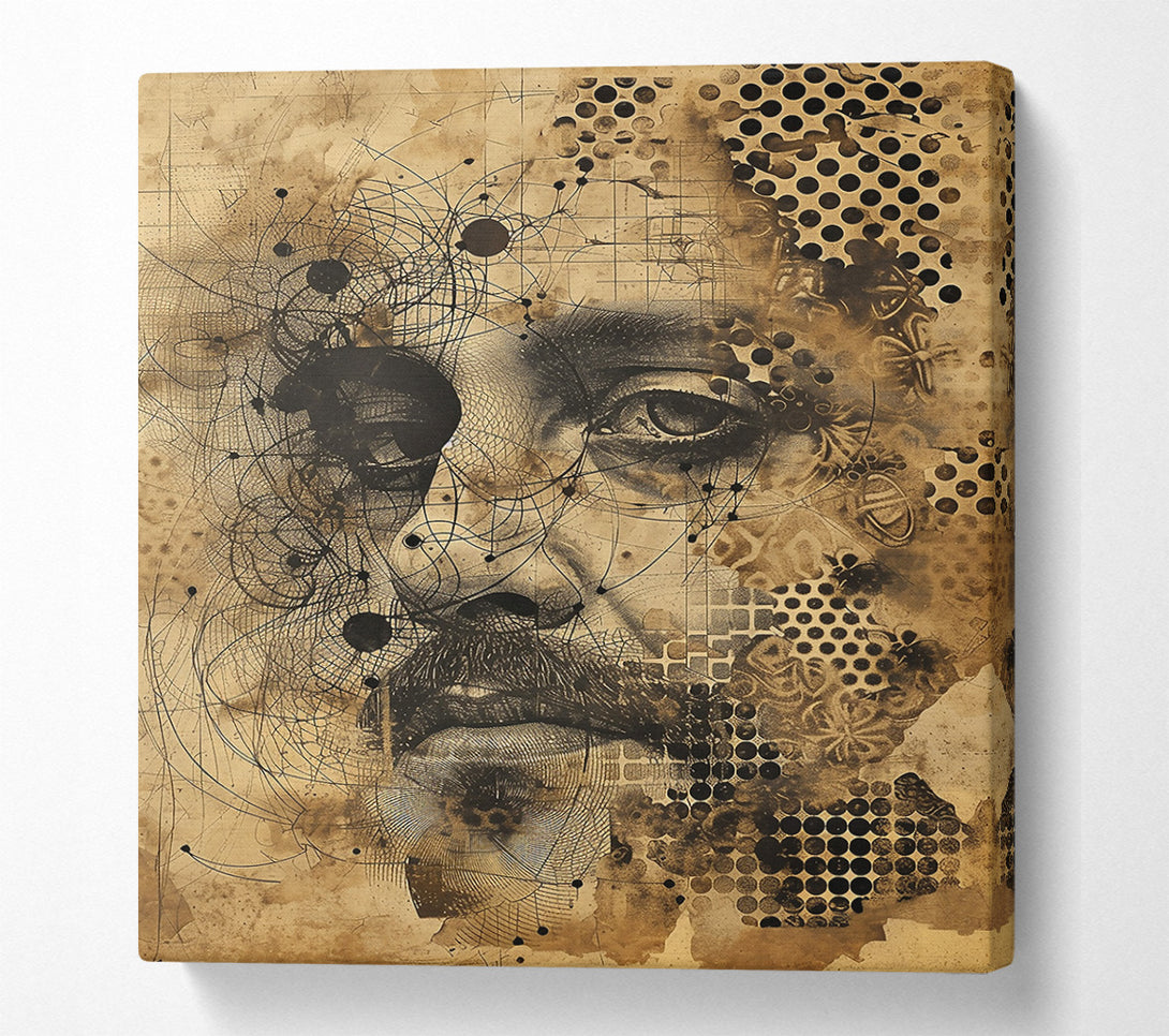  A Canvas Print of Sepia Web Of Lines Canvas Wall Art