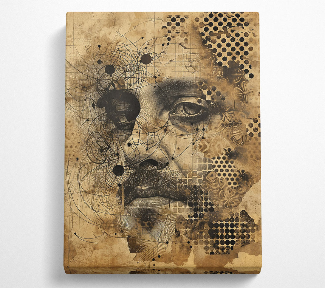  A Canvas Print of Sepia Web Of Lines Canvas Wall Art
