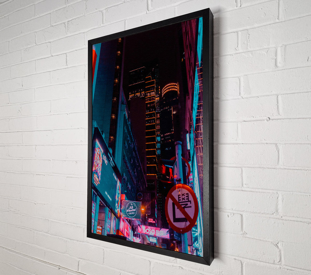  A Canvas Print of Neon Blue Cityscape Canvas Art