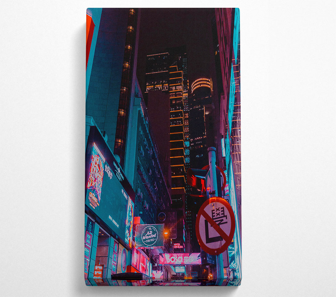  A Canvas Print of Neon Blue Cityscape Canvas Art