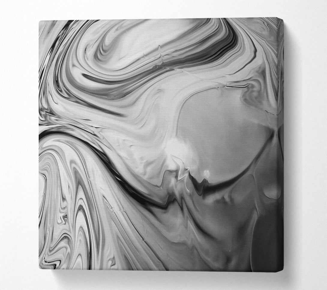  A Canvas Print of Silver Swirling Abstract Canvas Art