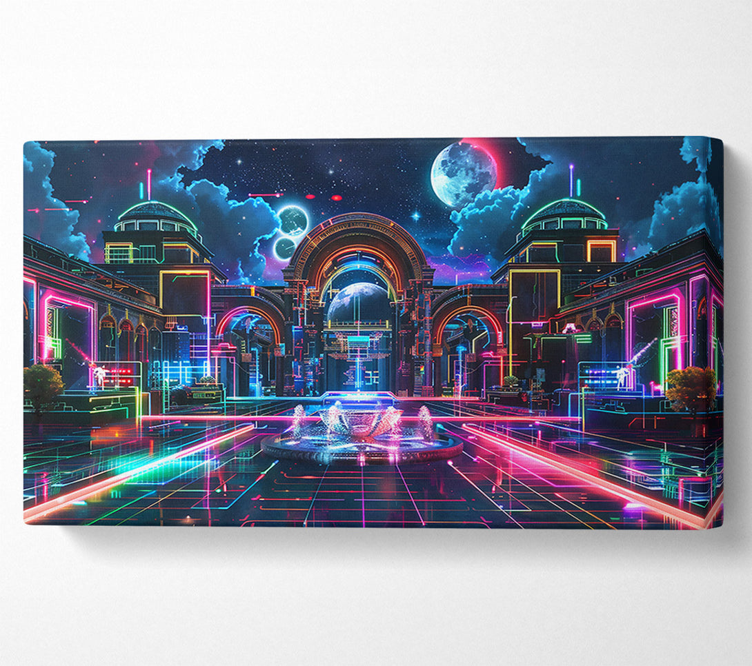  A Canvas Print of Neon City Fountains Canvas Print