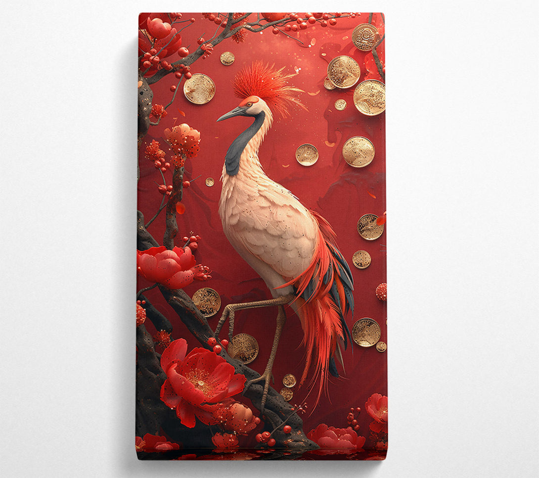  A Canvas Print of Crimson Crane'S Fortune Canvas Art