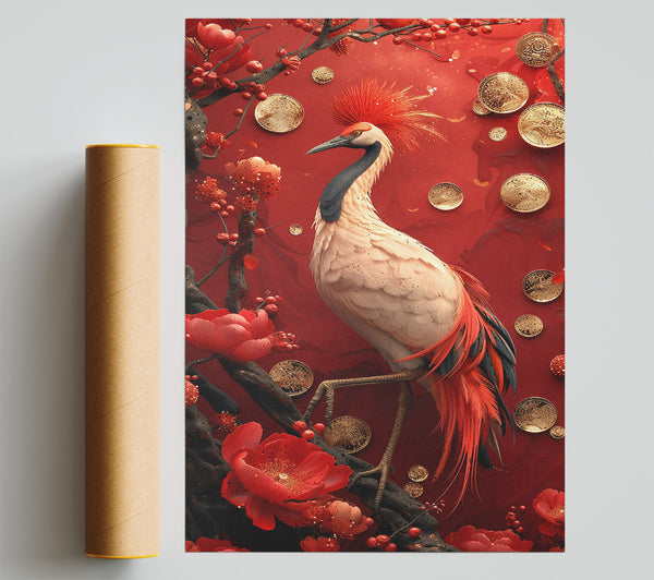 Crimson Crane'S Fortune Print