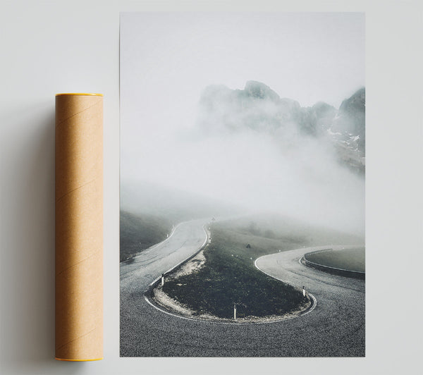 Gray Road In Fog Giclee Print