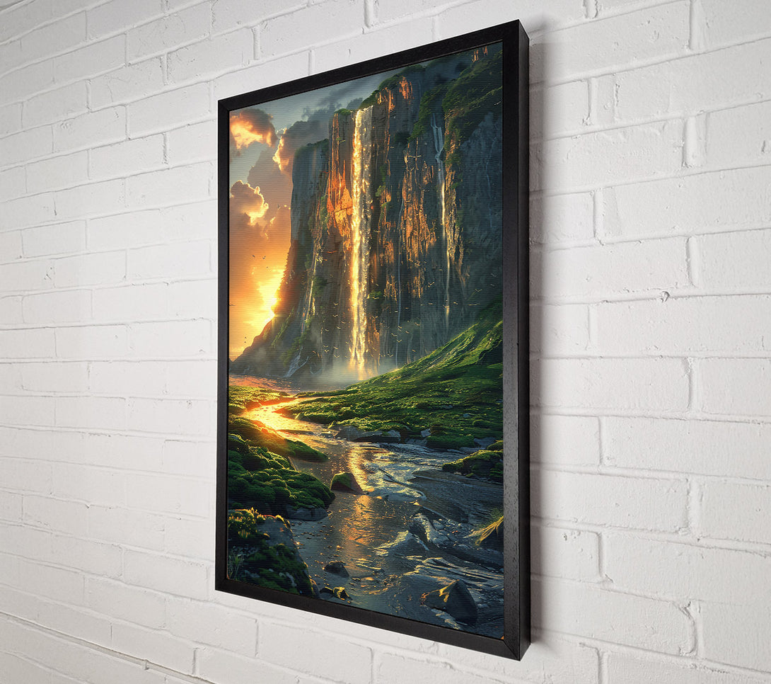  A Canvas Print of Golden Waterfall Dreams Canvas Print