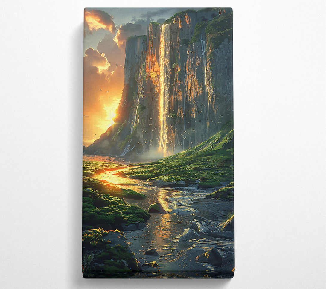  A Canvas Print of Golden Waterfall Dreams Canvas Print