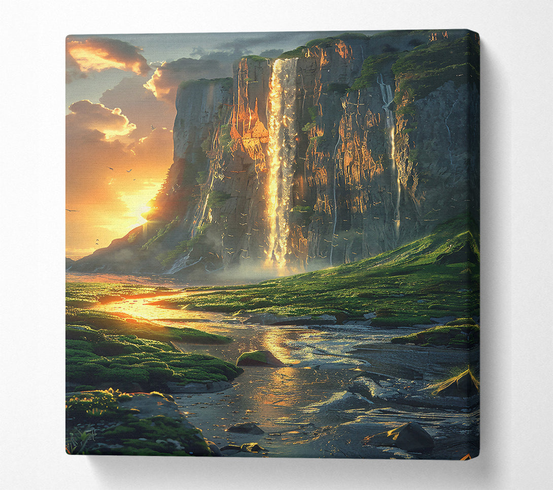  A Canvas Print of Golden Waterfall Dreams Canvas Print