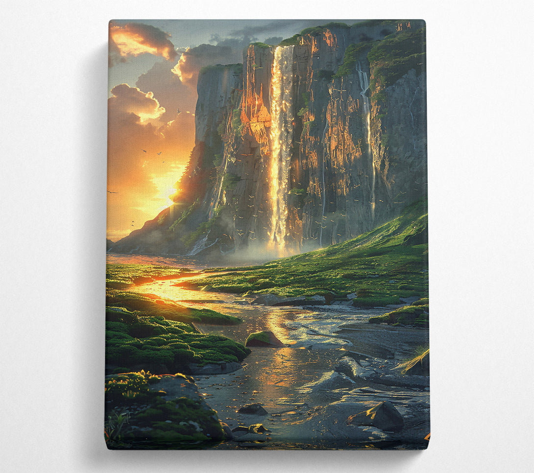  A Canvas Print of Golden Waterfall Dreams Canvas Print