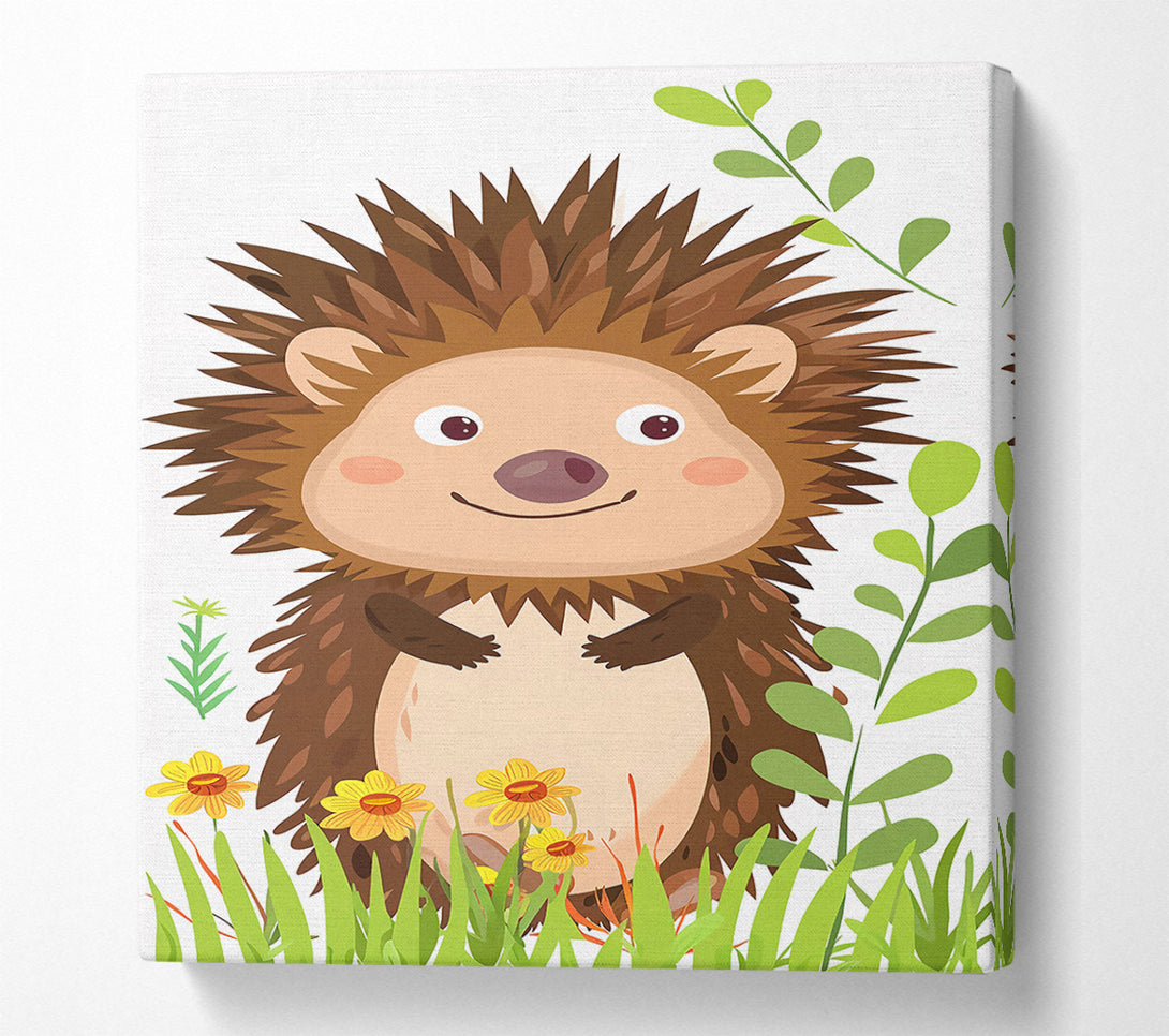  A Canvas Print of Brown Hedgehog Smiles Canvas Art
