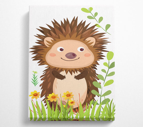  A Canvas Print of Brown Hedgehog Smiles Canvas Art