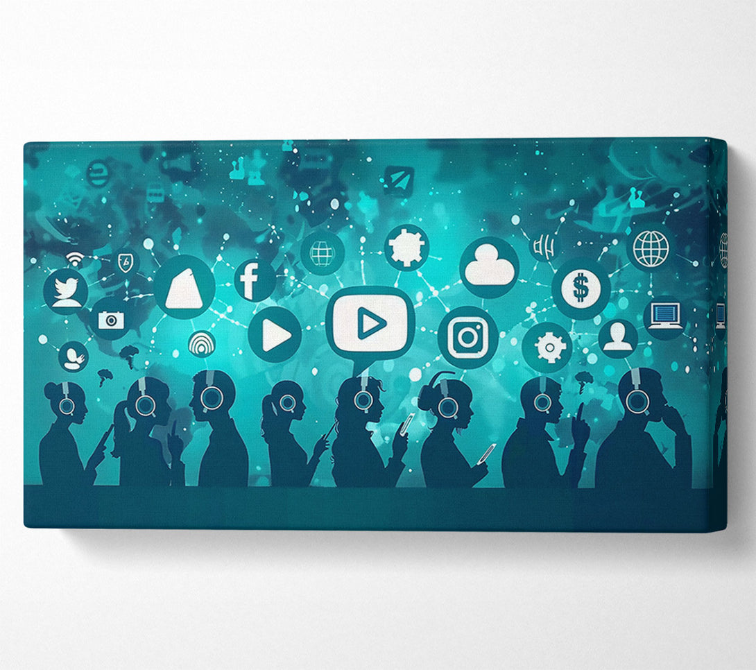  A Canvas Print of Teal Social Networkers Canvas Print