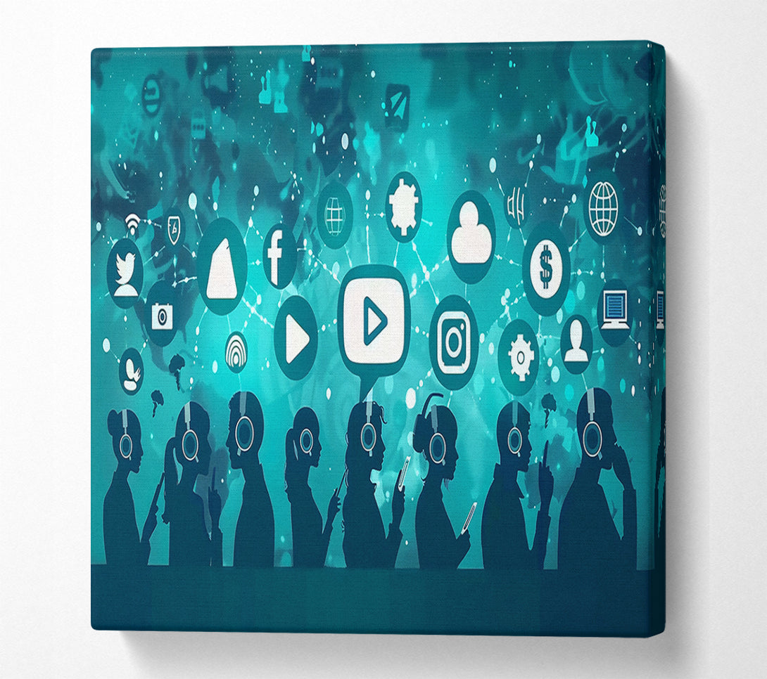  A Canvas Print of Teal Social Networkers Canvas Print