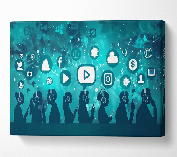  A Canvas Print of Teal Social Networkers Canvas Print