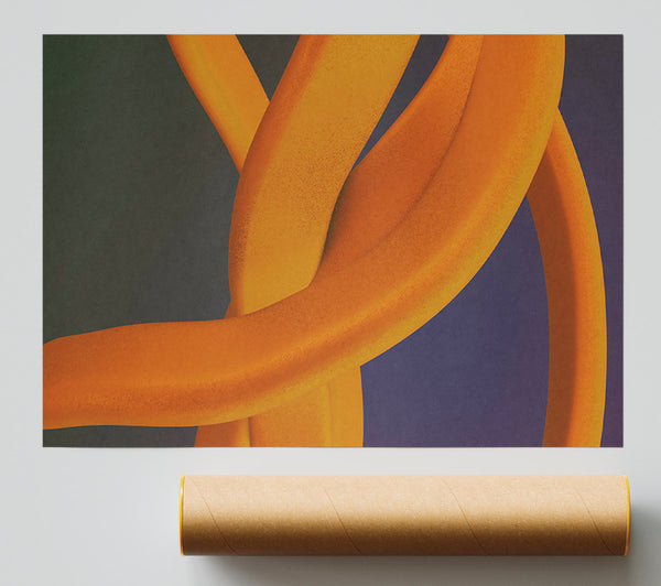 Amber Abstract Curves Poster