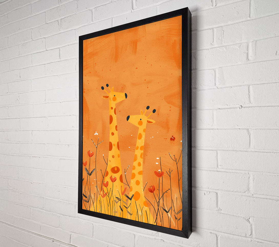  A Canvas Print of Golden Giraffe Friends Canvas Art