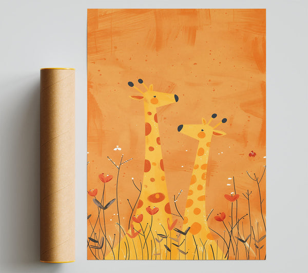 Golden Giraffe Friends Print