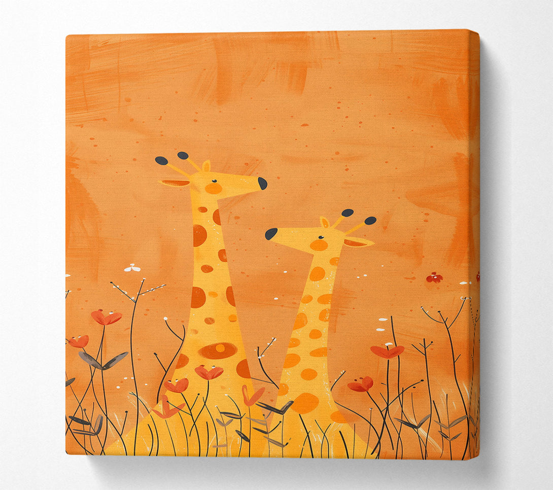  A Canvas Print of Golden Giraffe Friends Canvas Art