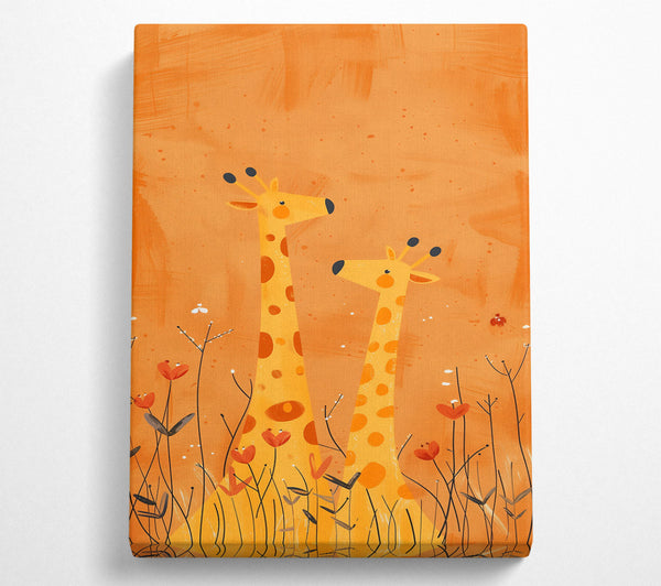  A Canvas Print of Golden Giraffe Friends Canvas Art