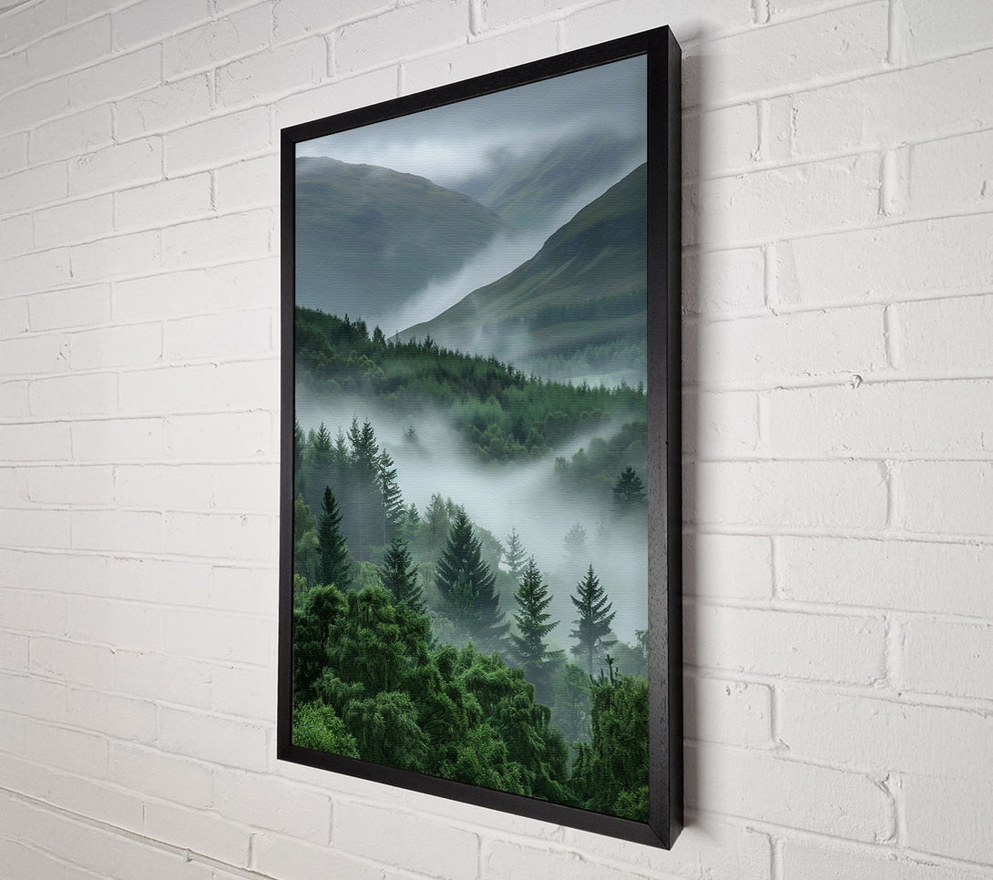  A Canvas Print of Emerald Foggy Valley Canvas Wall Art