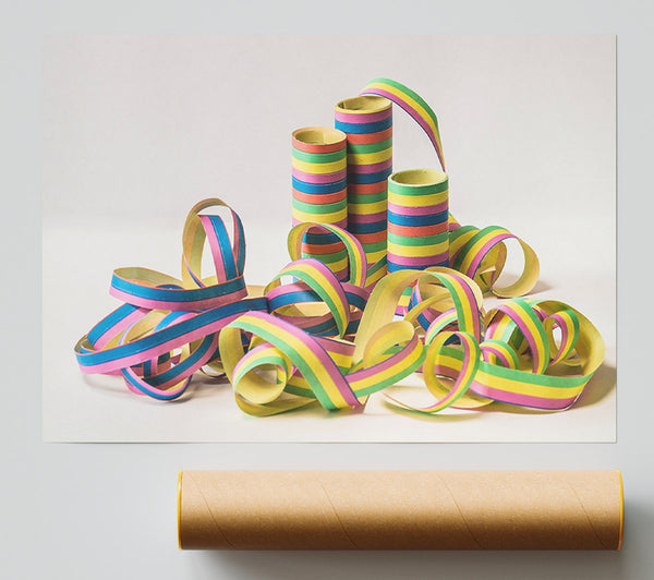 Yellow Celebration Streamers Giclee Print