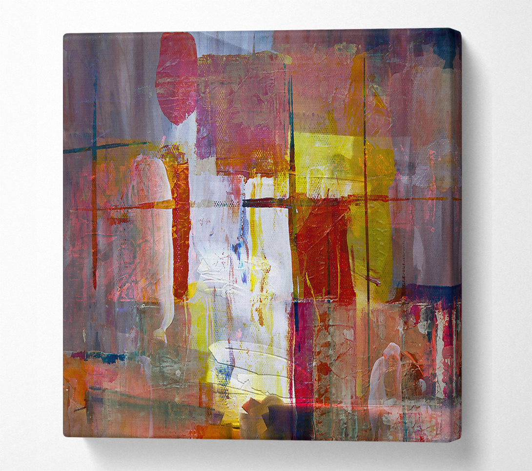  A Canvas Print of Crimson Abstract Grid Canvas Print