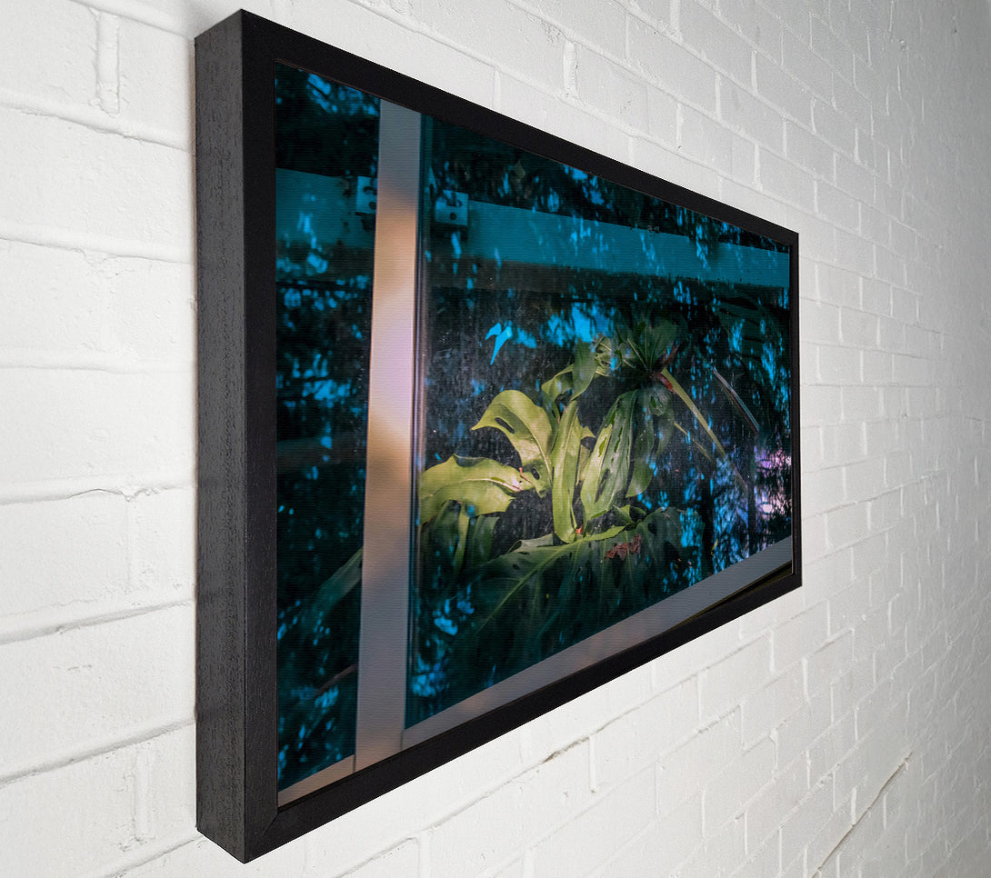 A Canvas Print of Teal Windowpane Jungle Canvas Art