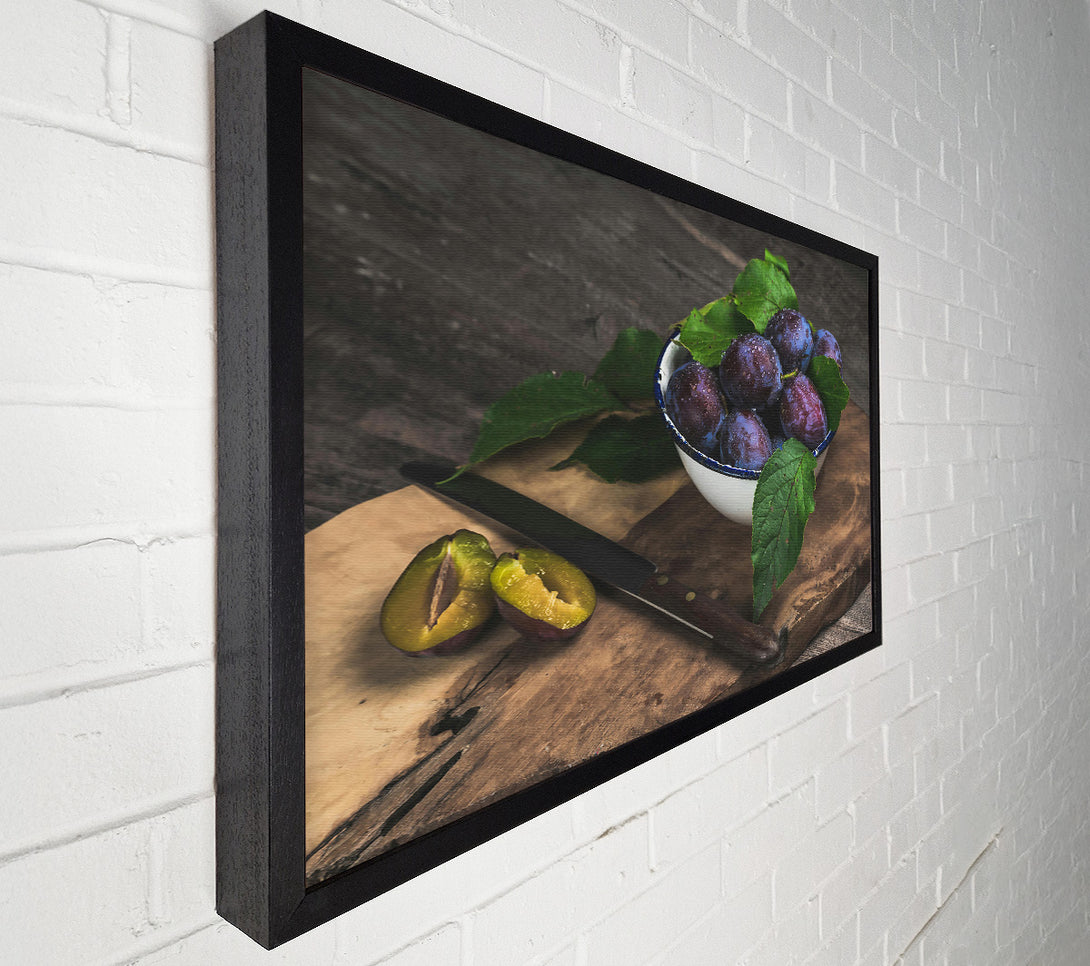  A Canvas Print of Blue Plums On Wood Canvas Print