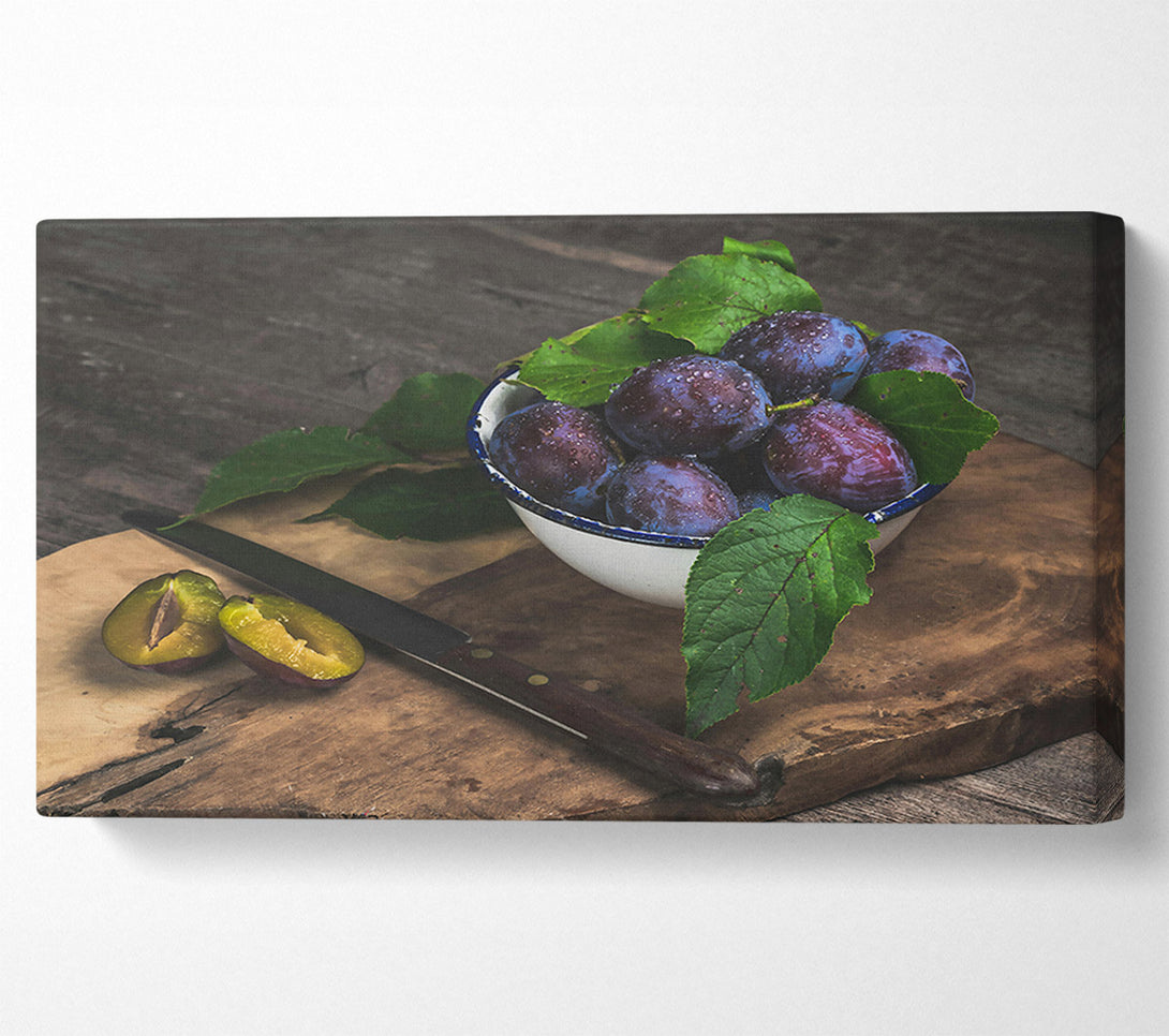  A Canvas Print of Blue Plums On Wood Canvas Print