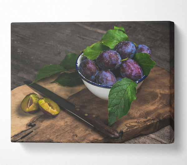  A Canvas Print of Blue Plums On Wood Canvas Print