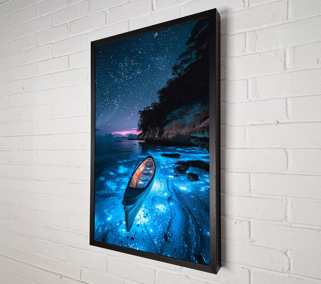  A Canvas Print of Blue Ocean Night Sky Canvas Wall Art