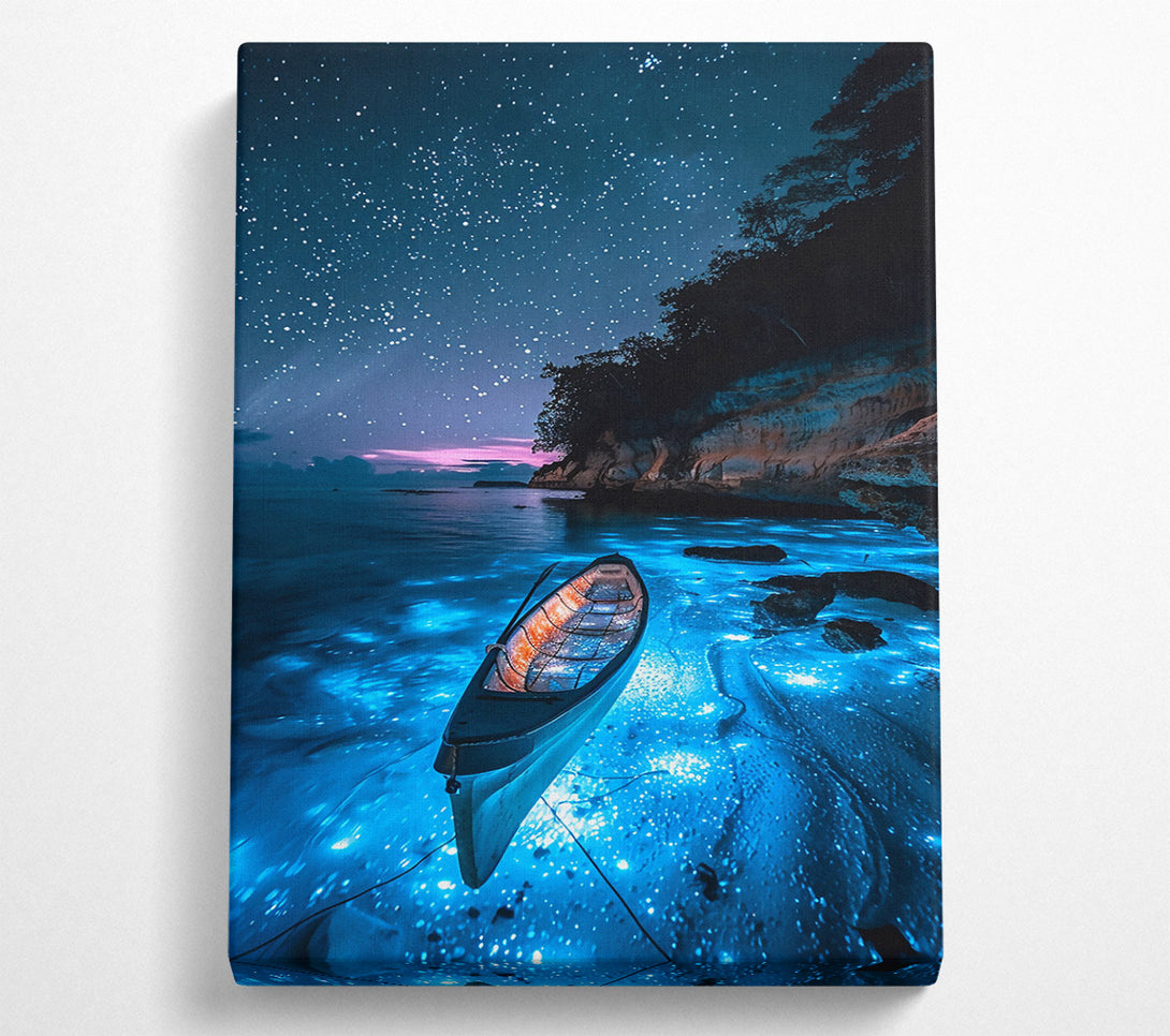  A Canvas Print of Blue Ocean Night Sky Canvas Wall Art