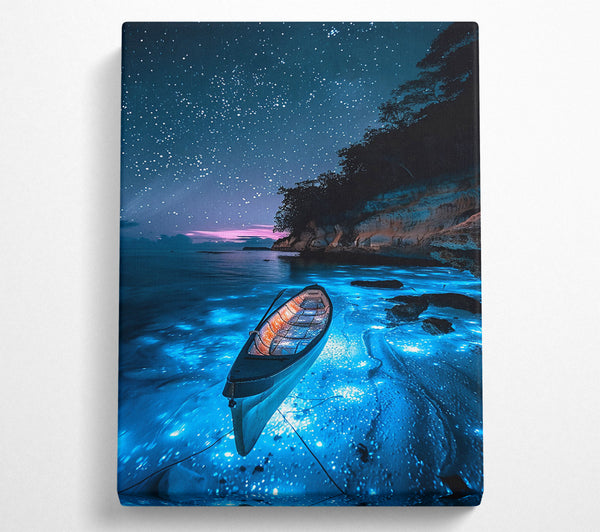  A Canvas Print of Blue Ocean Night Sky Canvas Wall Art