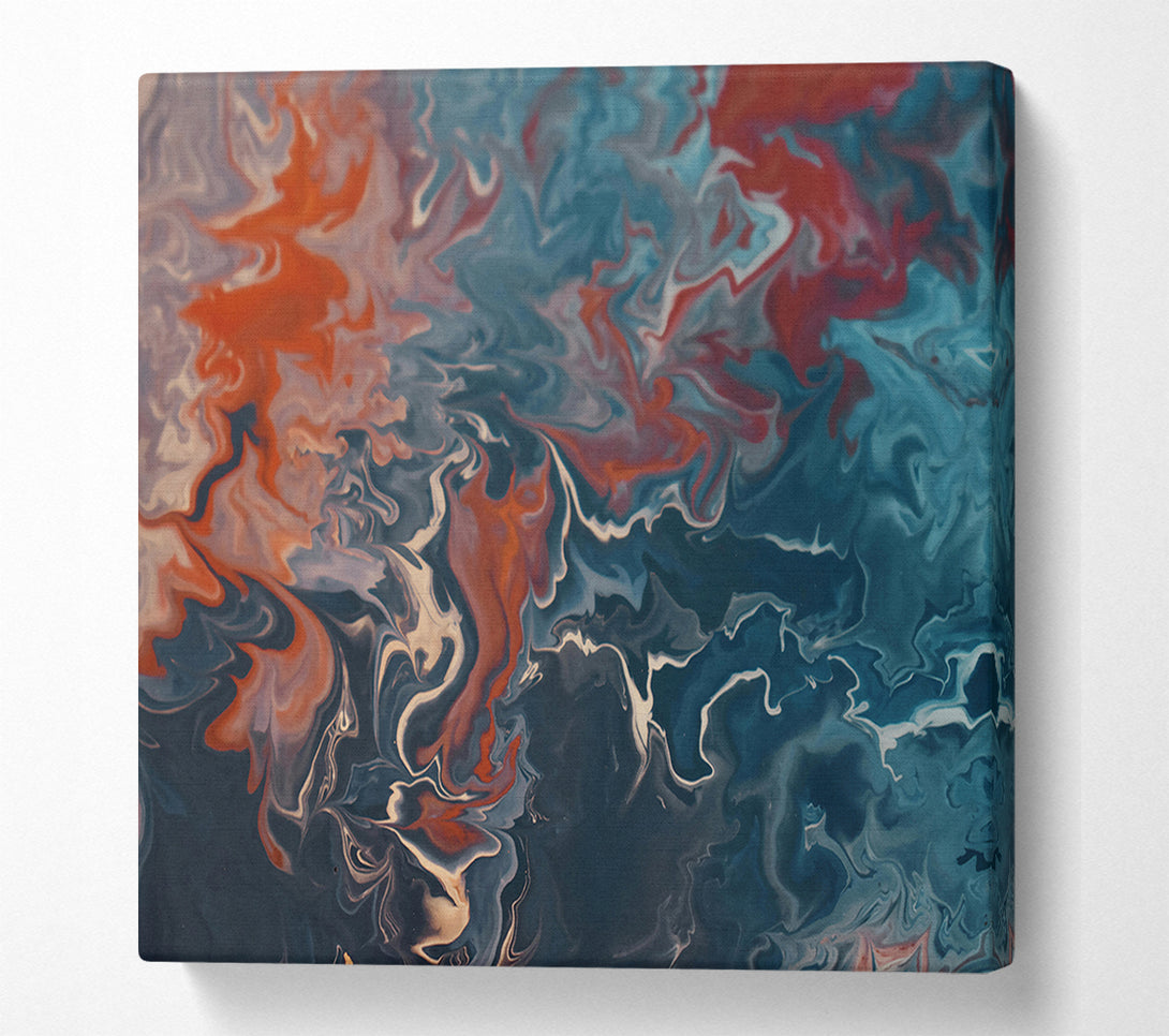 A Canvas Print of Teal Swirling Abstract Canvas Wall Art