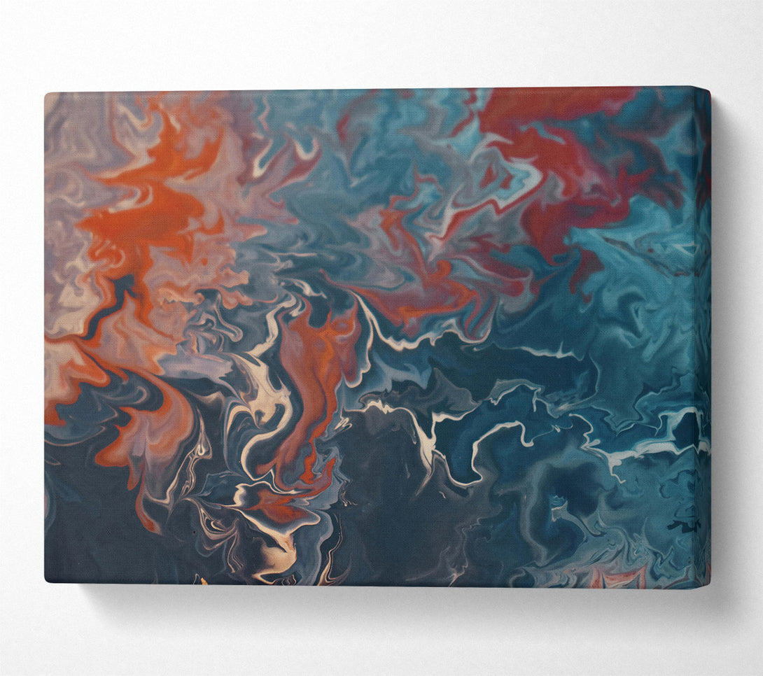  A Canvas Print of Teal Swirling Abstract Canvas Wall Art