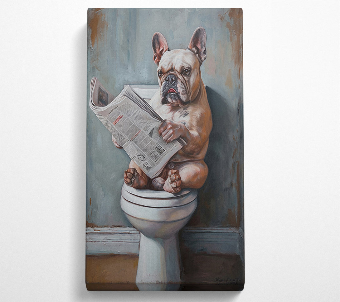  A Canvas Print of French Bulldog On The Toilet Canvas Print