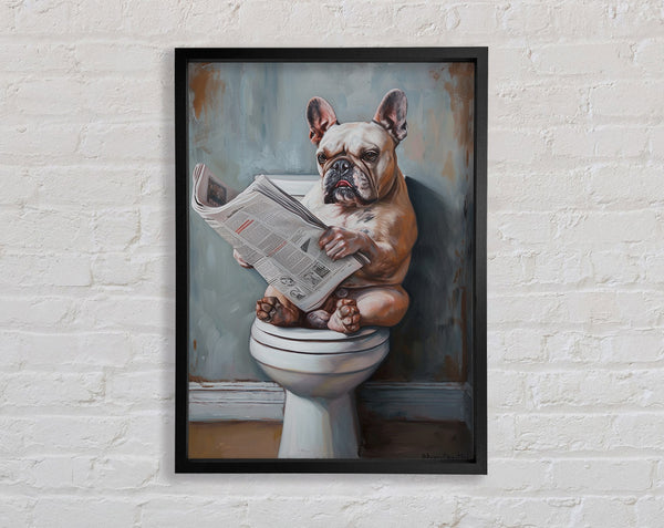 French Bulldog On The Toilet Framed Print
