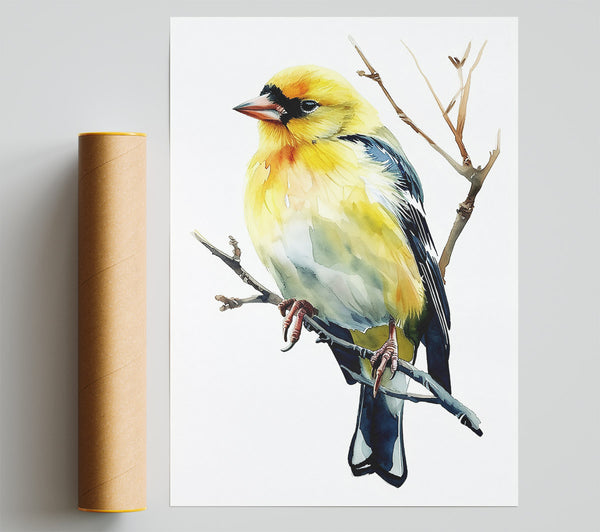 Golden Bird On Branch Giclee Print
